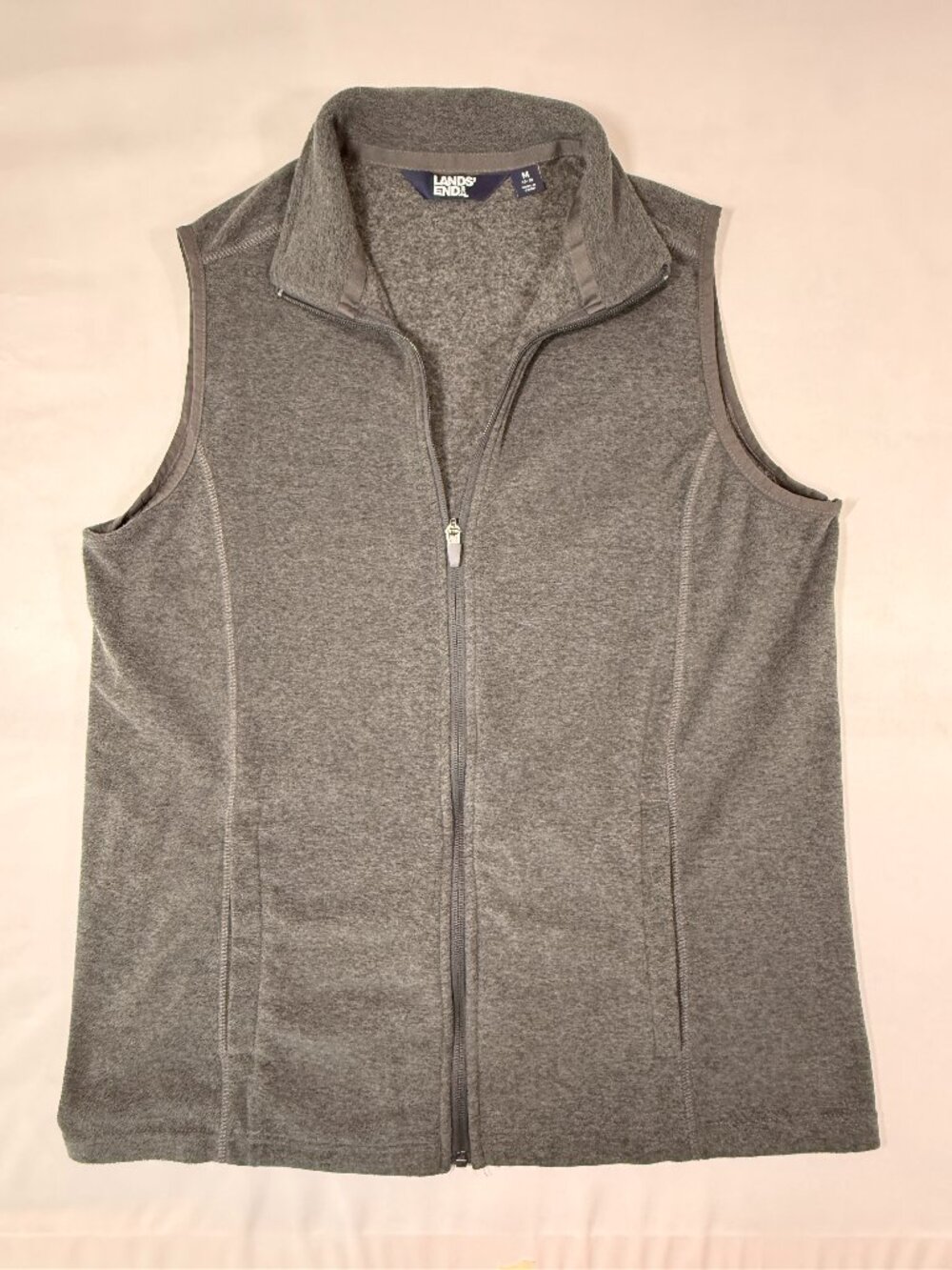 Lands’ End Size M Gray Fleece Zip Vest